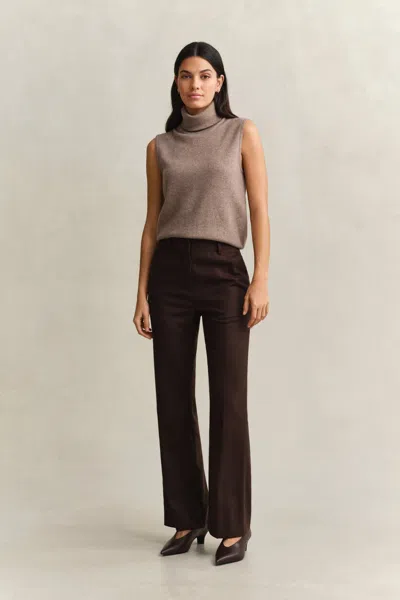 Gant Slim Flared Flannel Pants In Brown