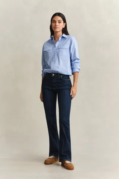 Gant Slim Flared Pintuck Jeans In Blue