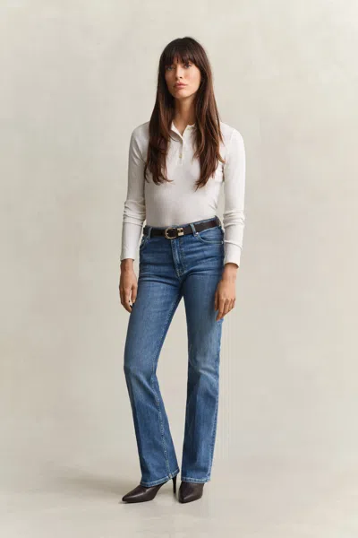 Gant Slim Flared Stretch Jeans In Blue