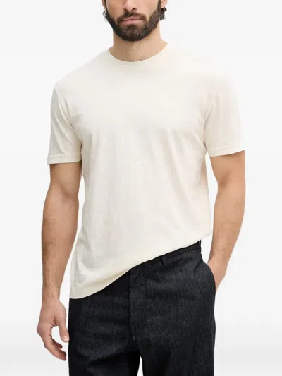 Gant Slub-texture Logo-embroidered T-shirt In White