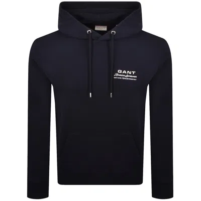 Gant Small Graphic Hoodie Navy In Blue