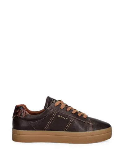 Gant Snake-effect Panelled Sneakers In Black