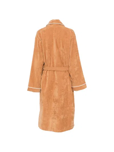 Gant Solid Velour Piped Robe In Brown