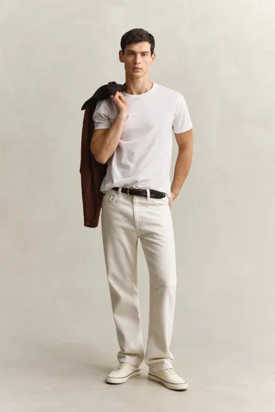 Gant Straight Fit Ecru Jeans In Neutral