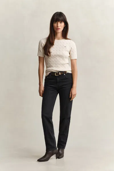 Gant Straight Leg Stretch Jeans In Black