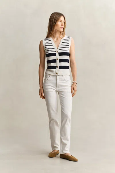 Gant Straight Leg Stretch Jeans In White