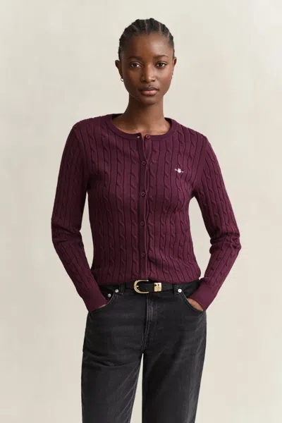 Gant Stretch Cotton Cable Knit Cardigan
