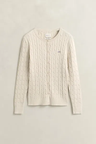Gant Stretch Cotton Cable Knit Cardigan