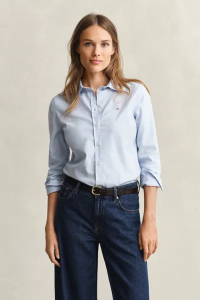 Gant Stretch Oxford Shirt In Blue