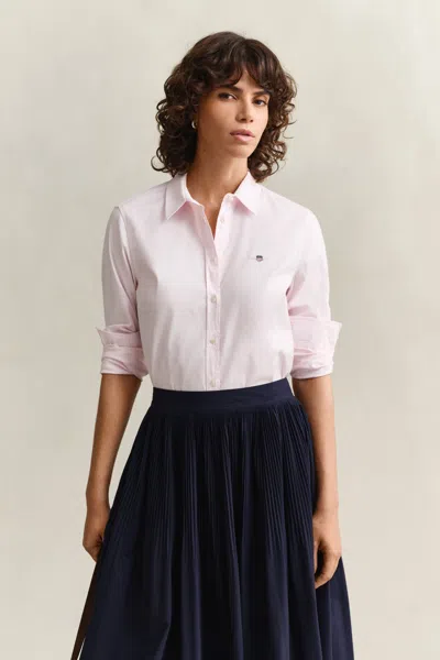 Gant Stretch Oxford Shirt In Pink