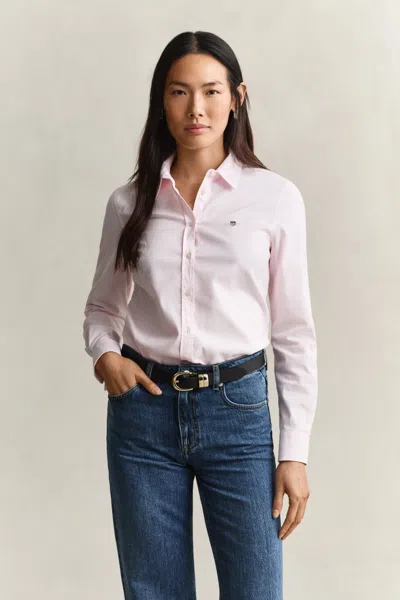 Gant Stretch Oxford Shirt In Pink