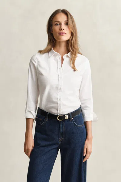 Gant Stretch Oxford Shirt In White