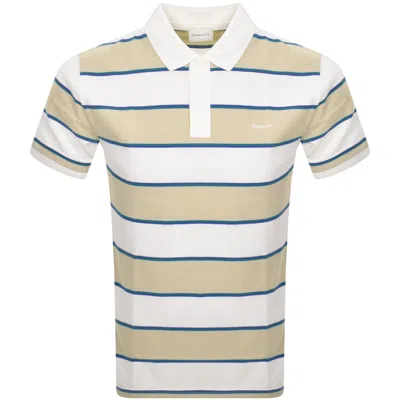 Gant Stripe Pique Polo T Shirt Beige
