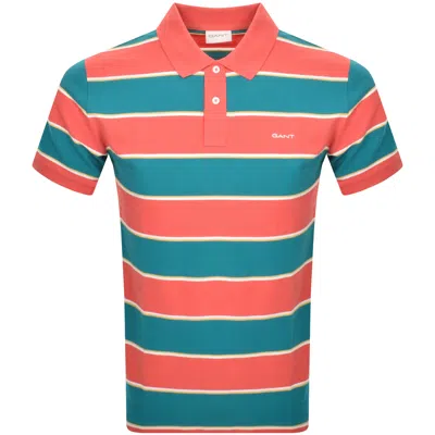 Gant Stripe Pique Polo T Shirt Blue