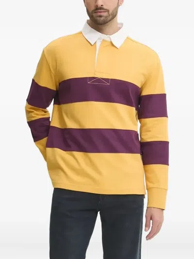 Gant Stripe Rugby Polo Shirt In Yellow