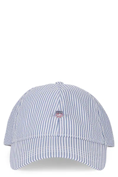 Gant Striped Seersucker Cap In Blue