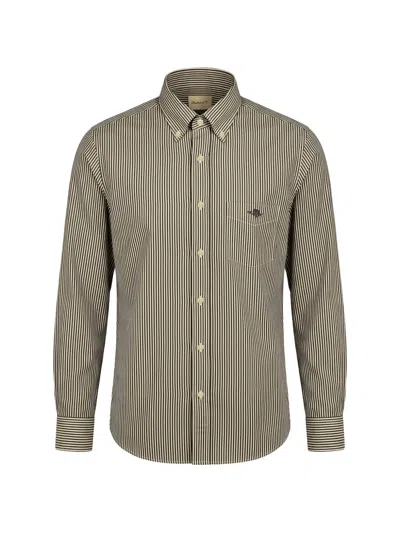 Gant Striped Button-down Shirt In Brown