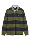 Gant Striped Chambray Polo Shirt In Green