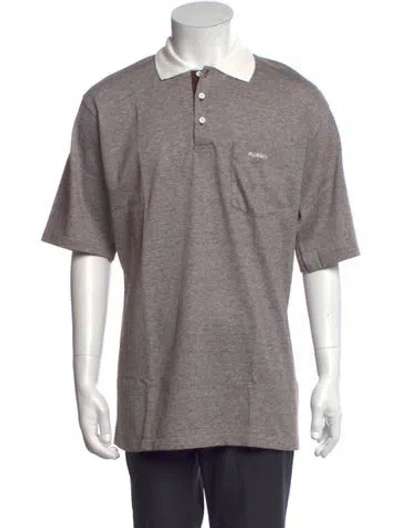 Pre-owned Gant Striped Collar Polo Shirt In Brown