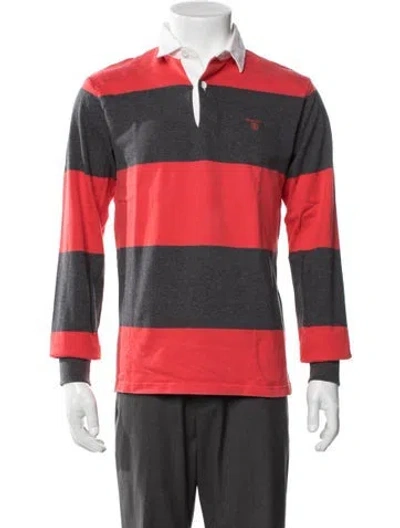 Pre-owned Gant Striped Collar Polo Shirt In Red