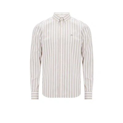 Gant Striped Cotton Shirt In Neutral