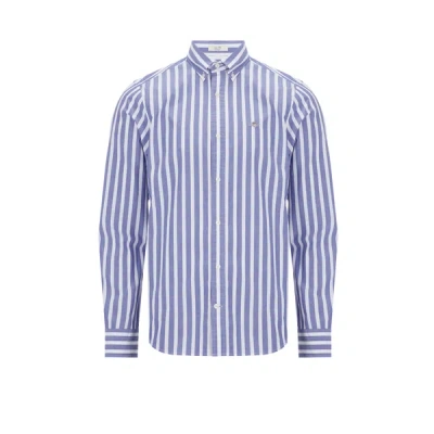 Gant Striped Cotton Shirt In Blue