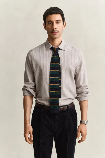 Gant Striped Flannel Mélange Shirt In Gray