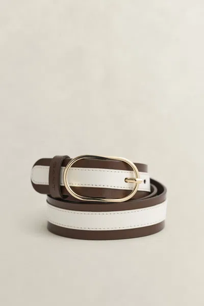 Gant Striped Leather Belt In Multi