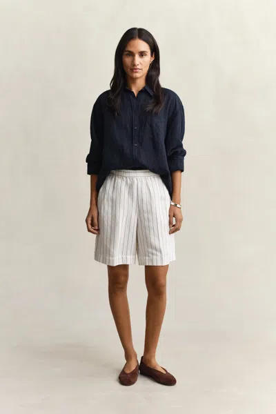 Gant Striped Linen Blend Shorts In White