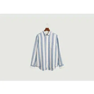 Gant Striped Linen Shirt In Blue