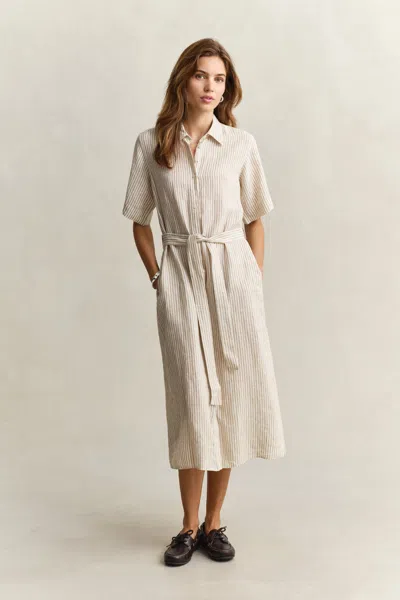 Gant Striped Linen Shirt Dress In Neutral