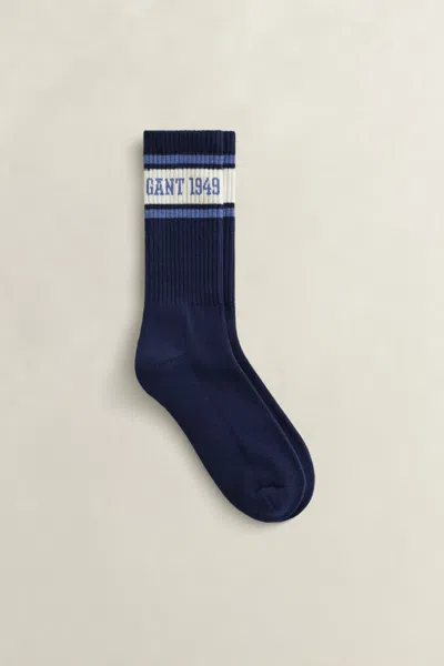 Gant Striped Logo Sport Socks In Blue