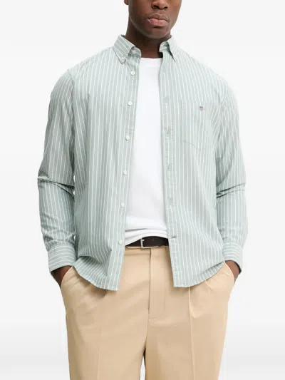 Gant Striped Patch Pocket Shirt In Green