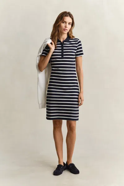Gant Striped Piqué Polo Dress In Multi