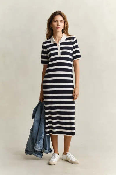 Gant Striped Polo Dress In Blue