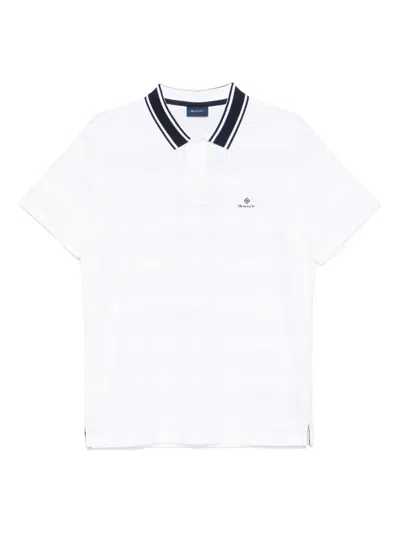 Gant Striped Polo Shirt In White