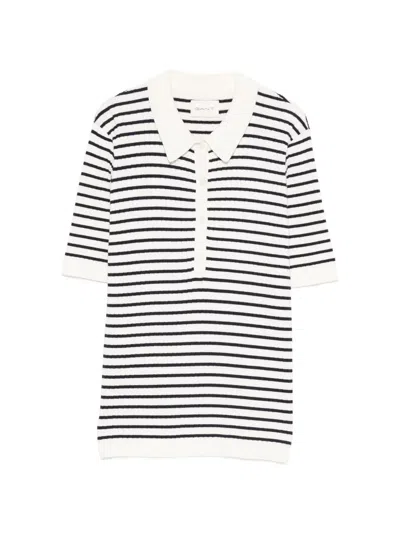 Gant Striped Polo Shirt In White