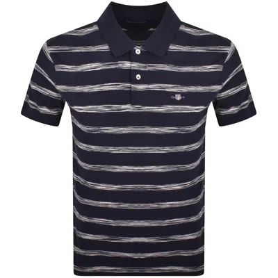 Gant Striped Polo T Shirt Evening Blue
