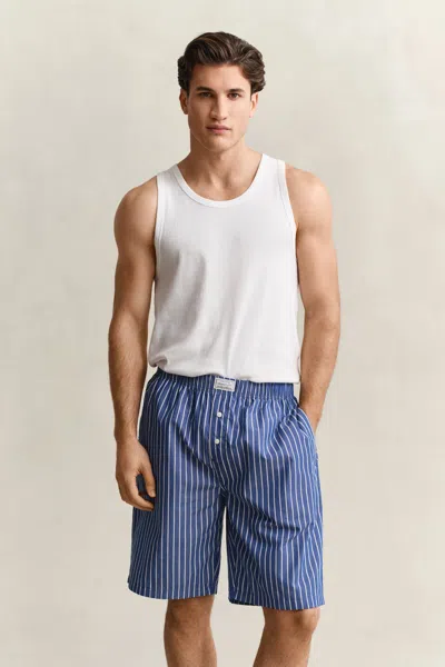 Gant Striped Poplin Pajama Shorts In Blue