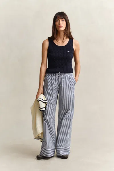 Gant Striped Poplin Pants In Blue
