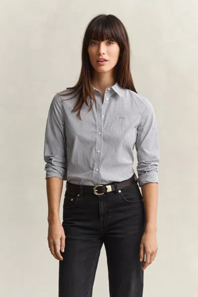 Gant Striped Poplin Shirt In Blue