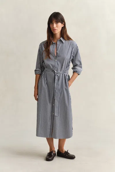 Gant Striped Poplin Shirt Dress In Multi