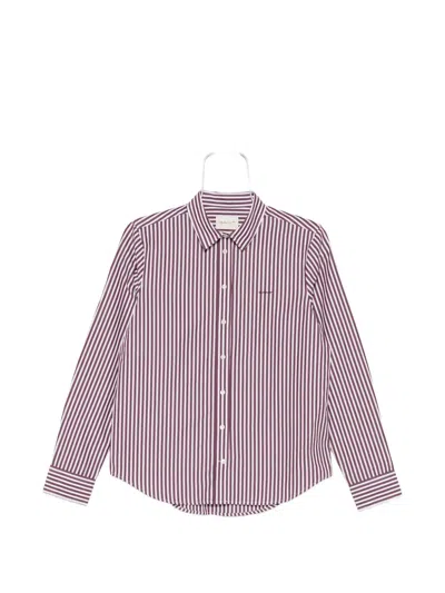 Gant Striped Poplin Shirt In Purple