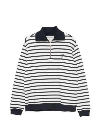 Gant Striped Quarter-zip Sweatshirt In White