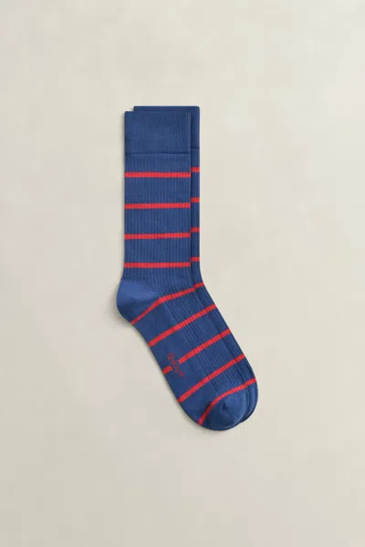 Gant Striped Rib Socks In Blue