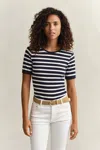 Gant Striped Rib T-shirt In Multi