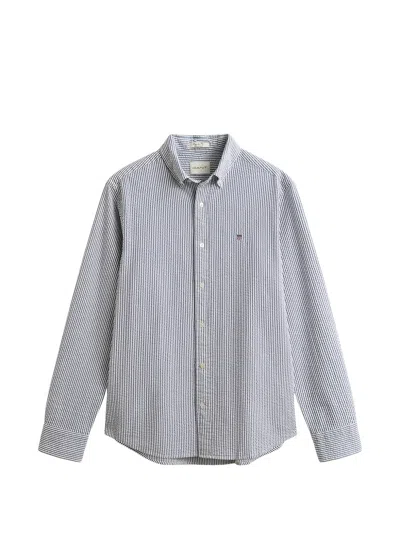 Gant Seersucker Windcheater Jacket In Blue