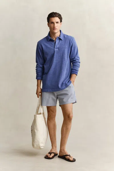 Gant Striped Seersucker Swim Shorts In Blue