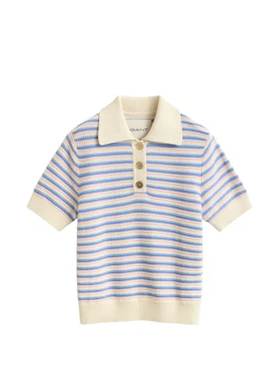Gant Striped Short-sleeve Polo Shirt In Multi