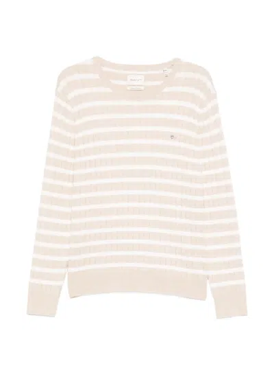 Gant Striped Sweater In Brown